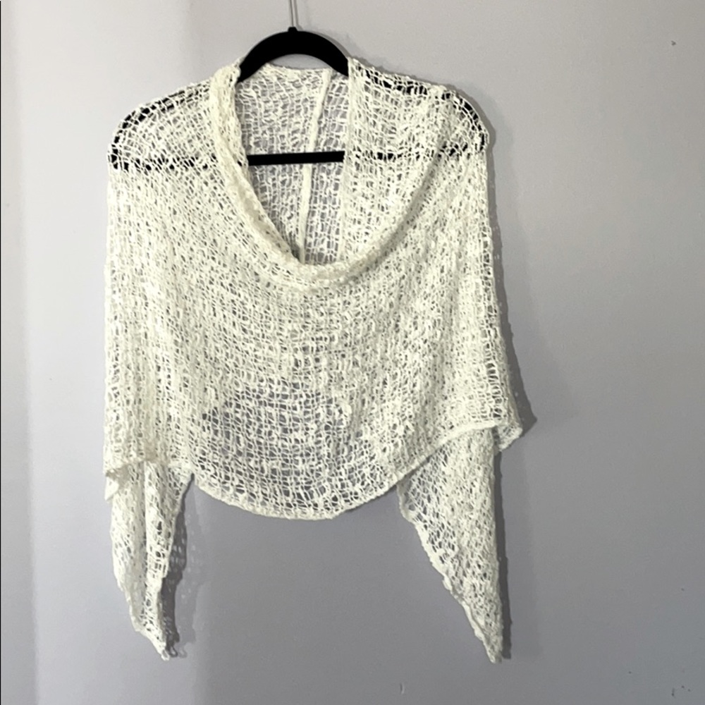 Pure white knit shawl